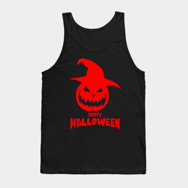 Happy Halloween With Red Scary Pumpkin Tank Top by anbartshirts